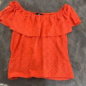 Orange off the shoulder blouse